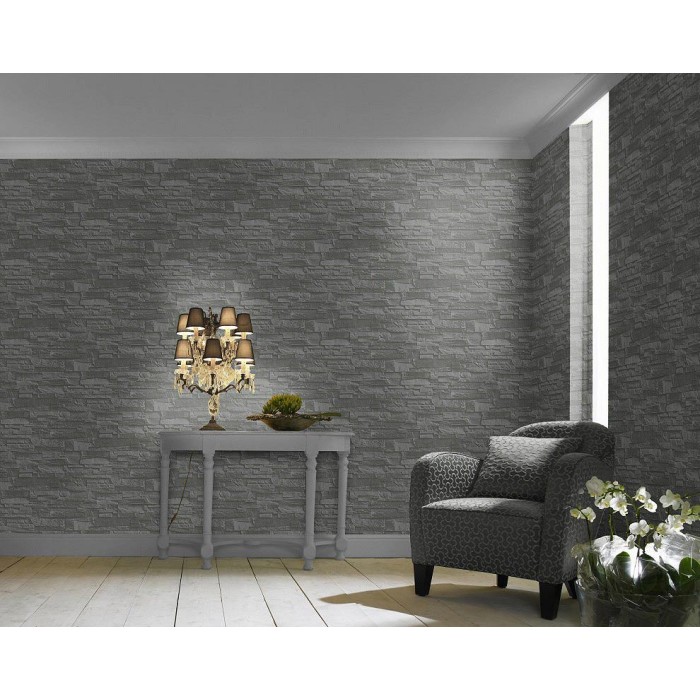 Papel pintado piedra pizarra gris para pared moderna - Rasch Factory IV 475029