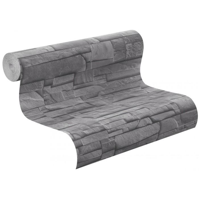 Papel pintado piedra pizarra gris para pared moderna - Rasch Factory IV 475029