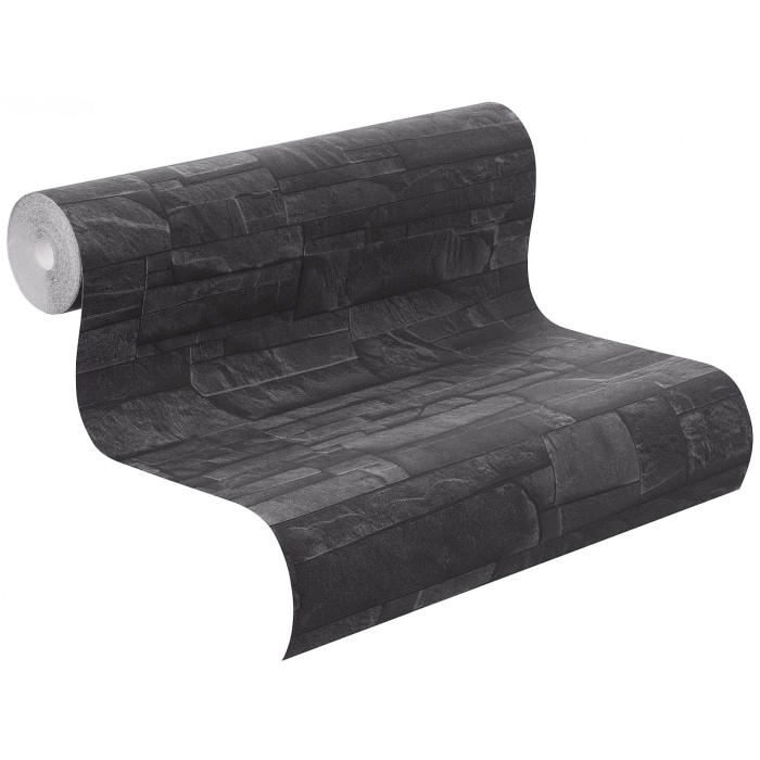 Rasch|Papel pintado piedra pizarra negra elegante y sobria|Factory IV