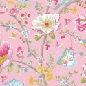 Pip Studio|Papier peint romantique fleurs et oiseaux roses|Papier Peint