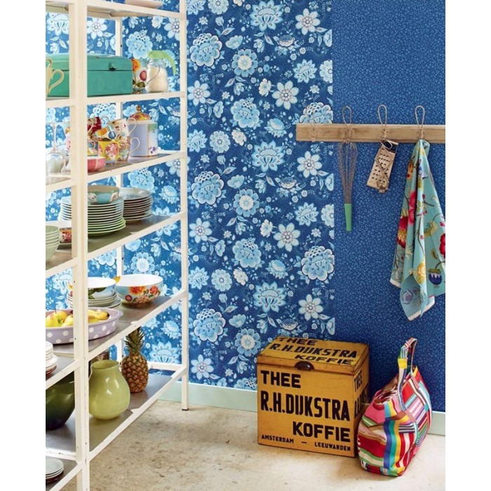 Pip Studio|Tapete mit blauen Blumen im Vintage Chic Design|Tapeten