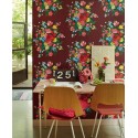 Pip Studio|Country flower wallpaper with burgundy background|Wallpaper