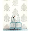 Pip Studio|Papier peint blanc avec ornements floraux dorés|Damas