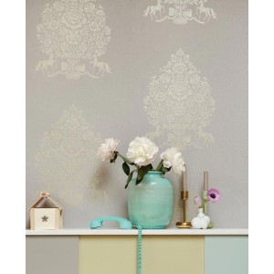 Pip Studio|Weiße Tapete mit goldenen Blumenornamenten|Damast 2