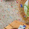 Pip Studio|Papier peint romantique avec fleurs et animaux sur fond marron|Papier Peint