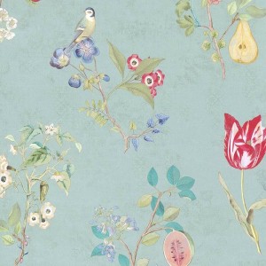 Borastapeter|Wallpaper blue brown Art Nouveau Scandinavian style water lilies|Wallpaper