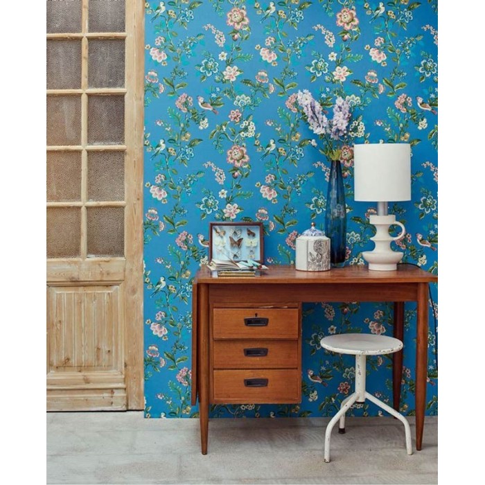 Pip Studio|Papier peint floral romantique bleu|Romantique