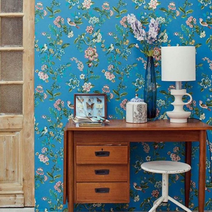 Pip Studio|Papier peint floral romantique bleu|Romantique