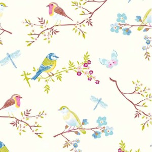 Pip Studio|Papier peint romantique pour chambre avec petites fleurs et oiseaux|Papier Peint