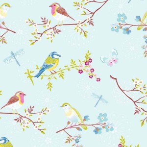 Pip Studio|Papier peint romantique pour chambre avec petites fleurs et oiseaux|Papier Peint