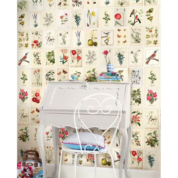 Pip Studio|Wall mural nostalgic vintage flowers and birds|Wallmurals