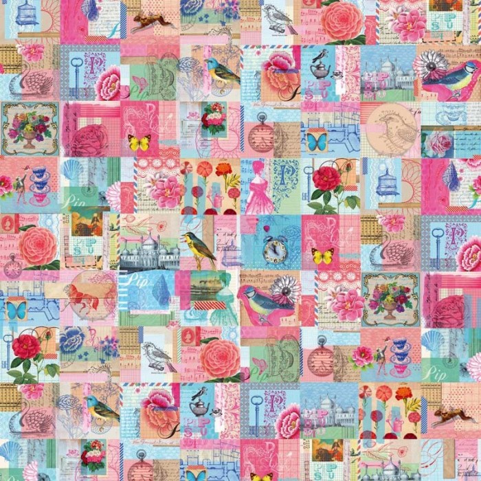 Pip Studio|Wall mural romantic vintage flower collage|Wallmurals