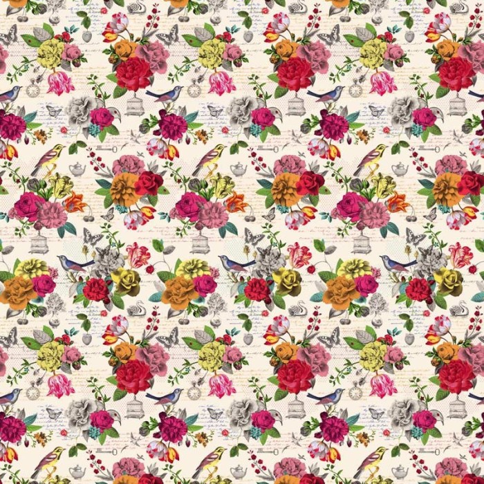 Pip Studio|Papier peint panoramique romantique fleurs et oiseaux vintage|Panoramiques