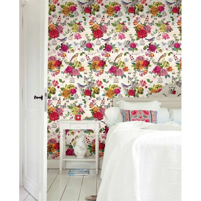 Pip Studio|Wall mural romantic vintage flowers and birds|Wallmurals