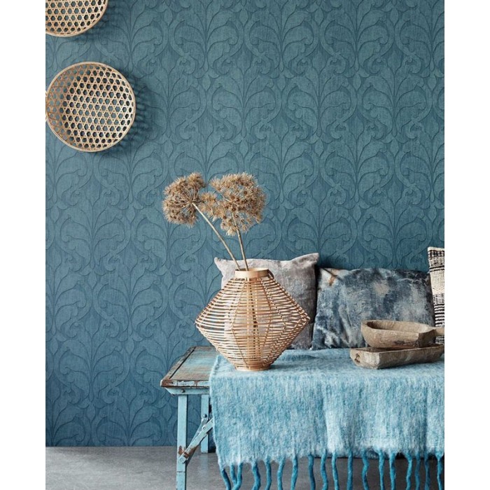 Eijffinger|Papier peint damassé bleu turquoise et vert|Damas
