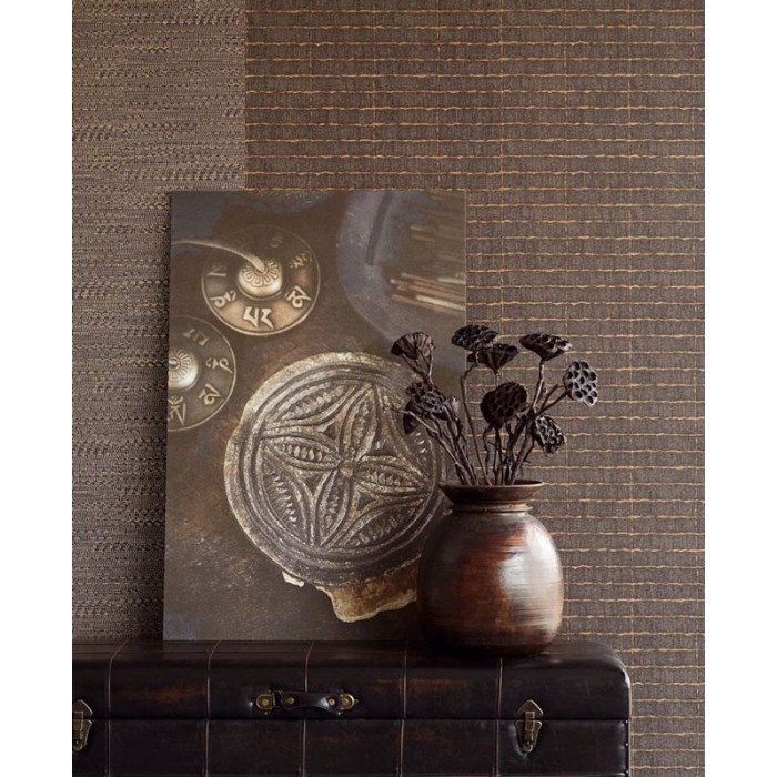Eijffinger|Ethnic wallpaper with African woven textiles in shiny reliefs|Raffia Imitation