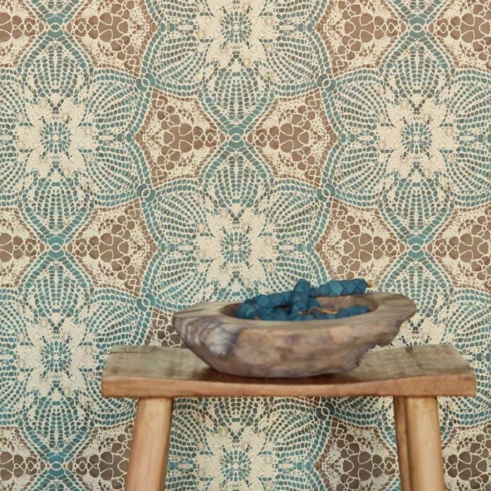 Eijffinger|Papel pintado étnico verde dorado metalizado|Papel Pintado