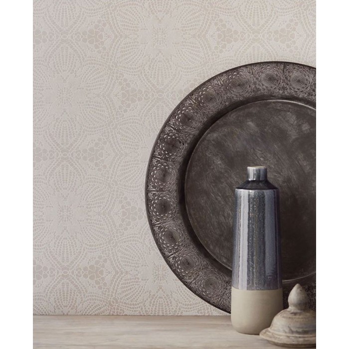 Eijffinger|Papier peint ethnique motifs en relief gris argent brillant|Damas