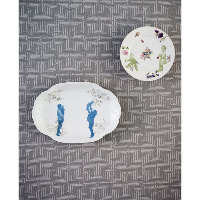 Eijffinger|Papier peint moderne gris argent et blanc en relief|Papier Peint
