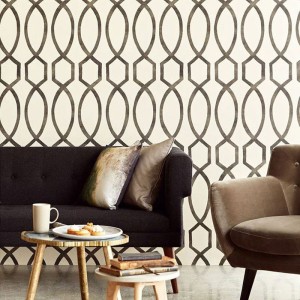 Casamance|Papel pintado modernista marrón y dorado geométrico|Papel Pintado
