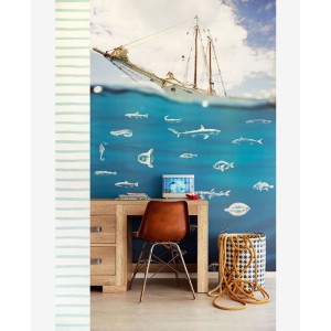 Caselio|Papel pintado rayas muy anchas beige para salón|Rayas 2