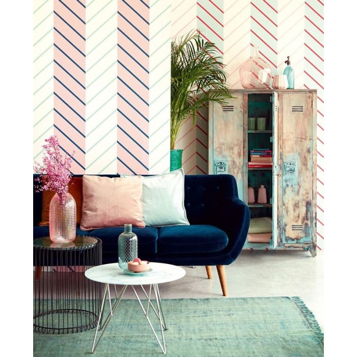 Papel pintado rayas multicolor oblicuas - Eijffinger Stripes+ 377141