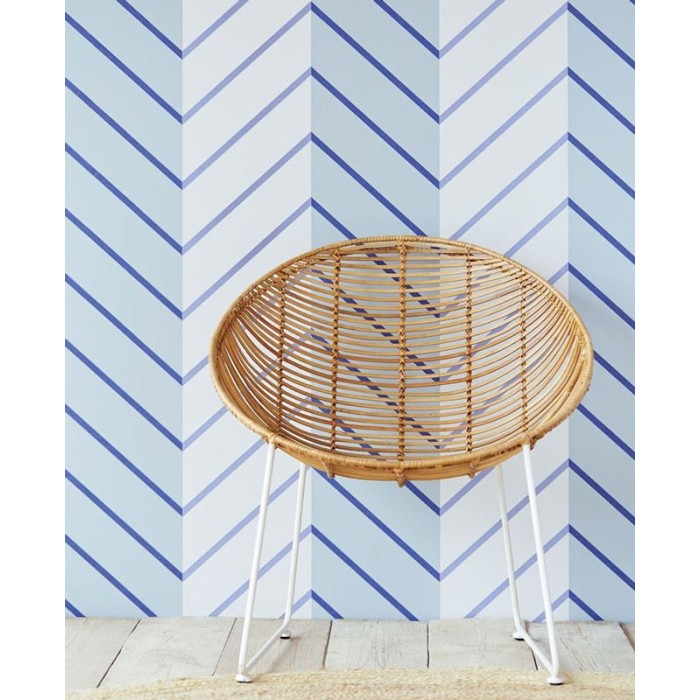 Eijffinger|Papier peint rayures zigzag bleues|Rayures