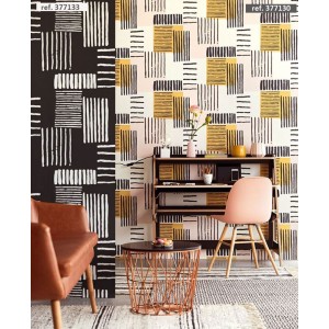 Casamance|Geometrische Tapete grün künstlerischer Herbin-Stil|Abstrakt 2