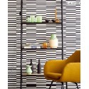 Eijffinger|Papel pintado rayas horizontales discontinuas blanco metalizado|Papel Pintado