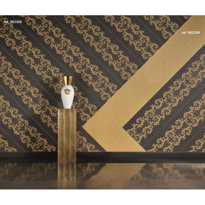 Versace|Plain gold wallpaper textile effect with shine|Wallpaper