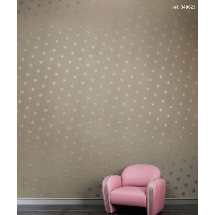 Versace|Papel pintado Versace blanco con logo gris|Minimalista