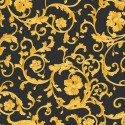 Versace|Papel pintado barroco negro y dorado metalizado|Damasco