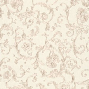Versace|Ornamentale florale Tapete rosa mit goldenen Stickereien|Tapeten