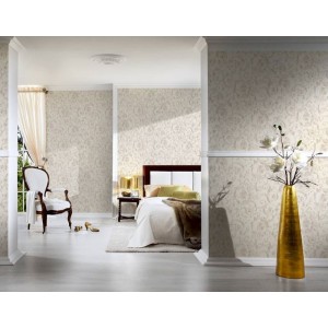 Versace|Ornamentale florale Tapete rosa mit goldenen Stickereien|Tapeten 2