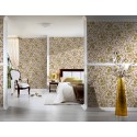 Versace|Ornamentale florale Tapete rosa mit goldenen Stickereien|Tapeten