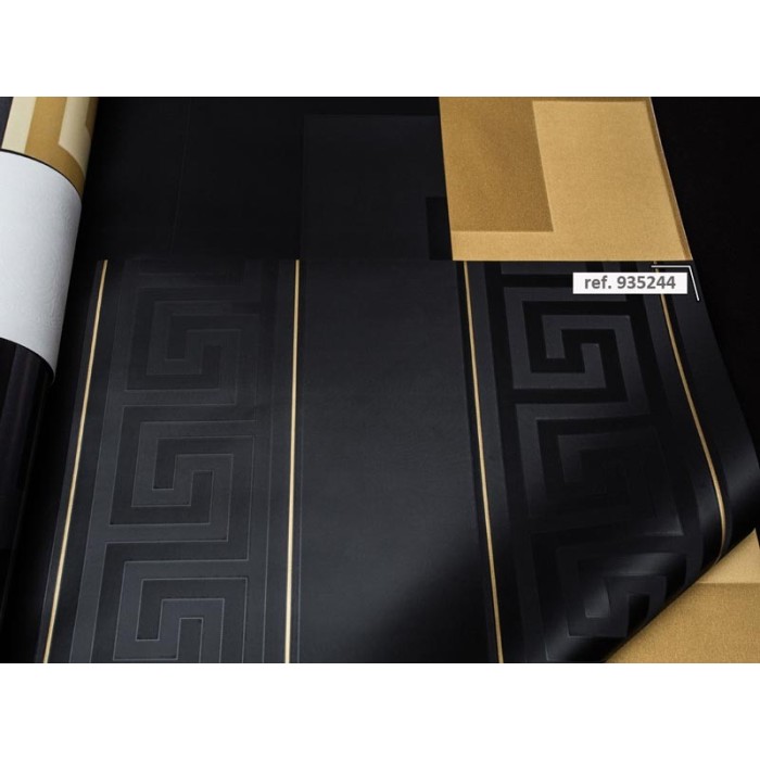 Versace|Wallpaper modern black metallic stripes|Stripes