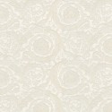 Versace|Baroque white wallpaper with embossed flowers|Wallpaper