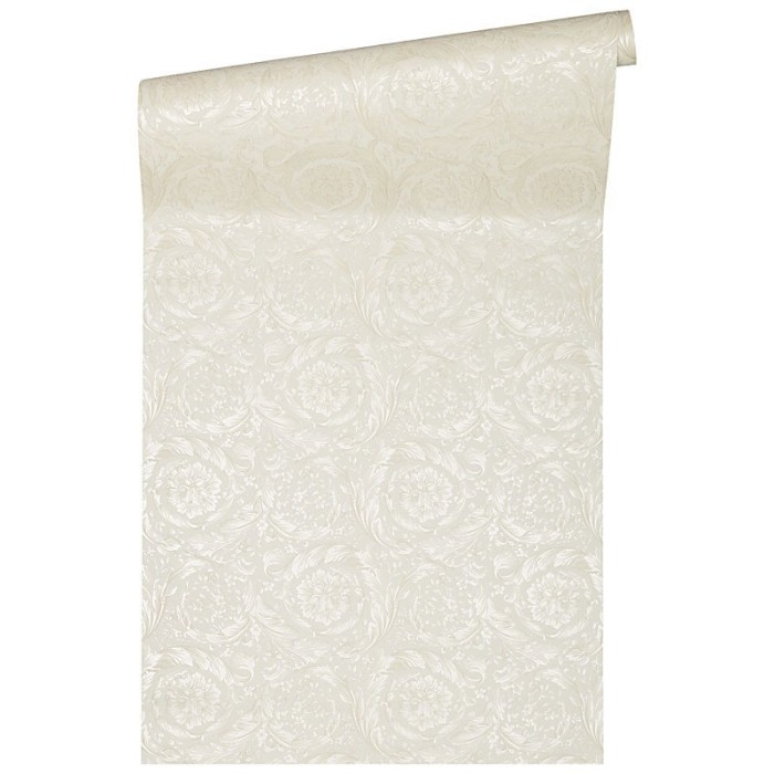 Versace|Papel pintado barroco blanco con flores en relieve|Papel Pintado