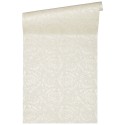 Versace|Baroque white wallpaper with embossed flowers|Wallpaper