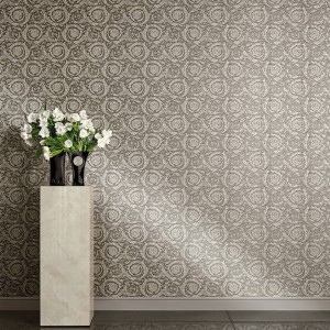 Casadeco|Papier peint uni gris anthracite effet tissu de mousseline|Gris 2