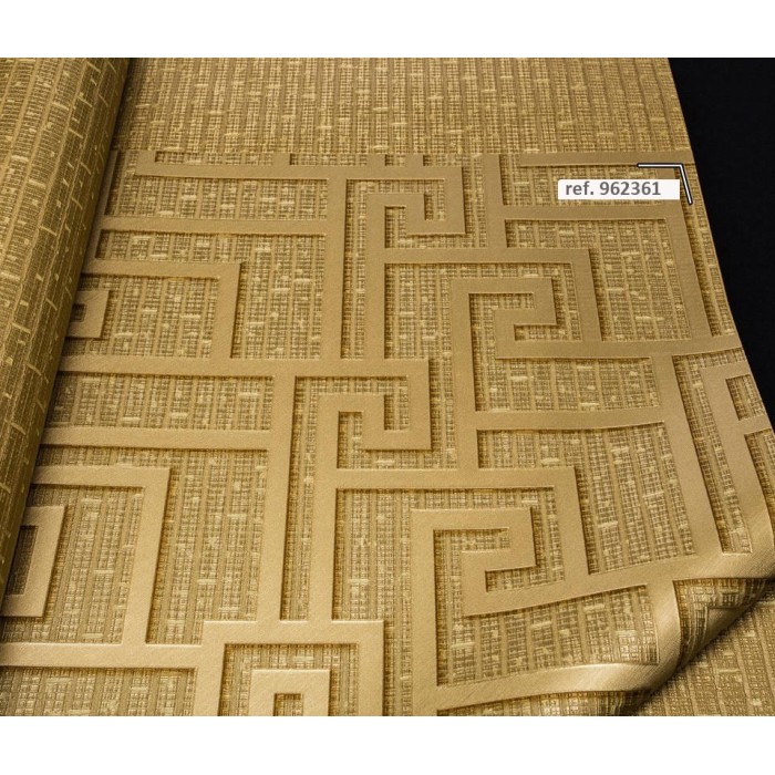 Papeldecor|Papel pintado alta gama laberinto dorado metalizado|Liquidación