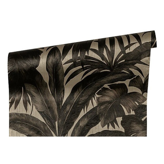 Versace|Papier peint tropical grandes feuilles de palmier finition métallisée|Tropical