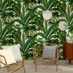 Versace|Tropical wallpaper large palm leaves metallic finish|Tropical 2