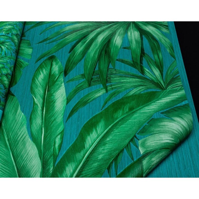 Versace|Papel pintado tropical hojas grandes verdes de palmera|Tropical