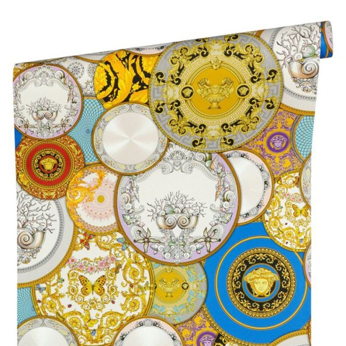 Versace|Versace porcelain collage wallpaper|Wallpaper