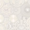 Versace|Papel pintado Versace con platos blancos y plata|Papel Pintado