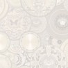 Versace|Versace Tapete mit weißen und silbernen Porzellantellern|Tapeten