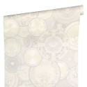 Versace|Papel pintado Versace con platos blancos y plata|Papel Pintado