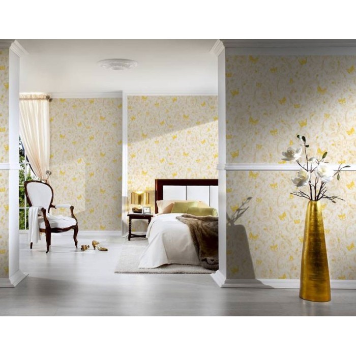 Versace|Ornamental floral wallpaper with butterflies|Wallpaper