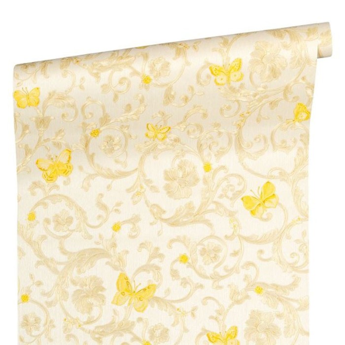 Versace|Ornamentale florale Tapete mit Schmetterlingen|Tapeten